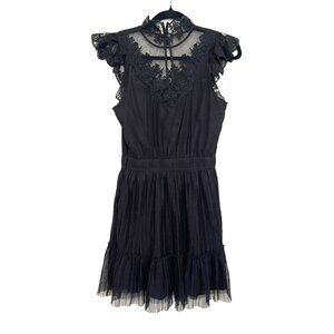 ALLSAINTS Azura Embroidered Mini Lace Dress Black Sz 2 NWOT